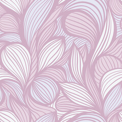 Pastel Purple Line Art Wavy Lines Vector Seamless Pattern for Textile