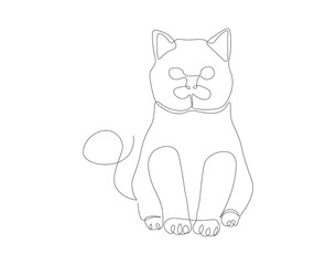 Continuous line drawing of cat. One line of cute cat. Cute pet concept continuous line art. Editable outline.