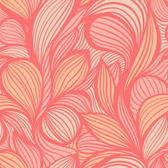 Vibrant Red Line Art Wavy Lines Vector Seamless Pattern for Textile - 778321519
