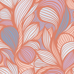 Red Orange Line Art Wavy Lines Vector Seamless Pattern for Textile