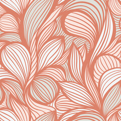 Orange Line Art Wavy Lines Vector Seamless Pattern for Textile