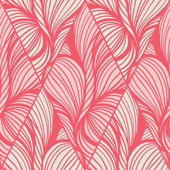 Red Line Art Wavy Lines Vector Seamless Pattern for Textile