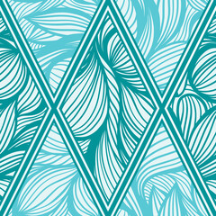 Green Line Art Wavy Lines Vector Seamless Pattern for Textile - 778321550