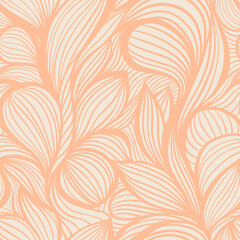 Pastel Peach Line Art Wavy Lines Vector Seamless Pattern for Textile - 778321551