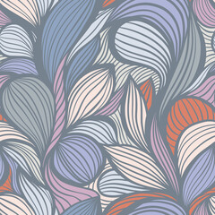 Purple and Blue Colorful Line Art Wavy Lines Vector Seamless Pattern for Textile - 778321558