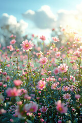 Beautiful Cosmos flowers. Natural summer flower background.