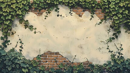 a captivating scene where lush vibrant ivy clings to and covers an old weathered brick wall