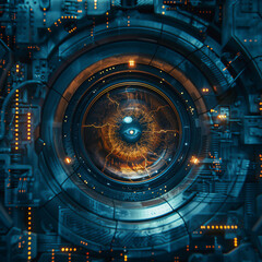 A virtual vault storing sensitive information, shielded by layers of encryption, under the watchful eye of a cyber guardian