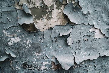Peeling blue paint on a textured wall