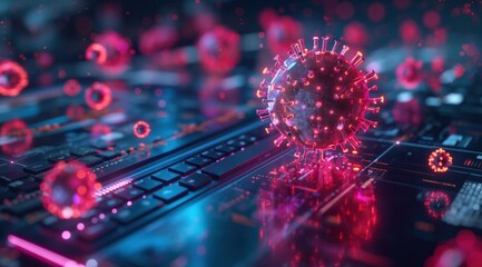 A computer screen with a virus on it