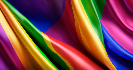 A silky, flowing fabric in the colors of the rainbow flag, representing pride and the vibrant LGBTQ+ community.