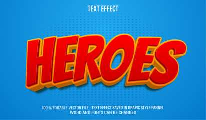 Heroes Comic Cartoon 3d editable text effect style
