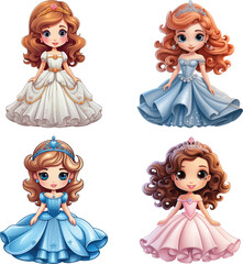 watercolor cute princess vector illustration