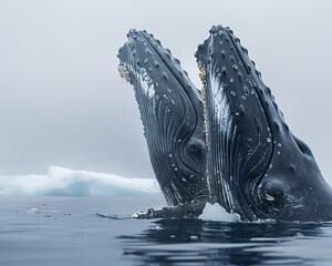Humpback whales singing a melody that resonates with ice crystals, attempting to stabilize icebergs...