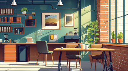 Office Coffee Corner flat style