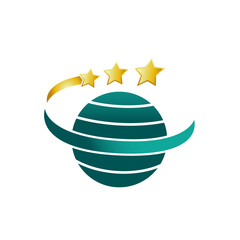 Planet star logo design icon template