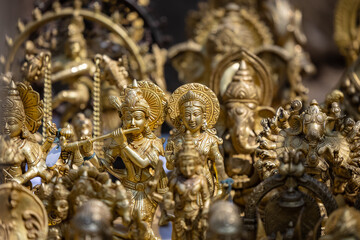 A handmade brass idol of Lord Krishna and Goddess Radha is a stunning piece of art that blends...