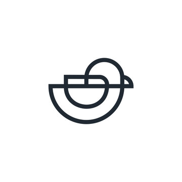 abstract duck monogram simple sleek creative geometric modern logo design