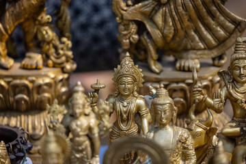 Fototapeta na wymiar A handmade brass idol of Lord Vishnu is a stunning piece of art that blends craftsmanship with spiritual significance.