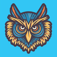 vintage owl head vector art