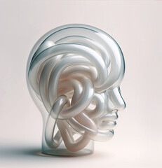 human head made of plastic pipes - obrazy, fototapety, plakaty