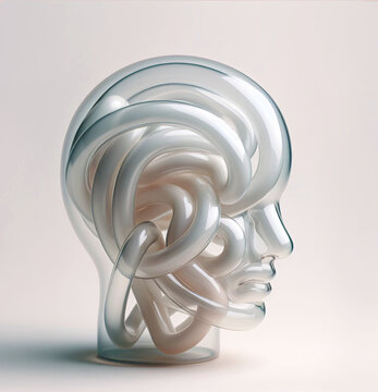 human head made of plastic pipes