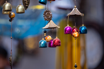 Interior decoration, Handmade colorful hanging gift items for decoration display at shop.