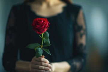 Respectful Farewell: Woman and Rose