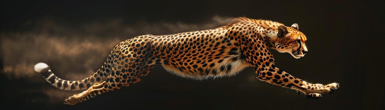 A swift cheetah in mid-sprint, its sleek form and spots rendered in dynamic, bold lines to emphasize speed and agility