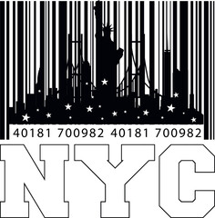 Nyc vector design with bar code for print on t shirt, hoodie or other digital and screen prints