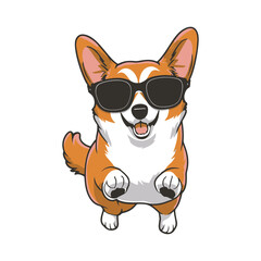 Funny cartoon running corgi
