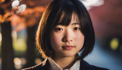 Obraz premium 日本人女性のアップ