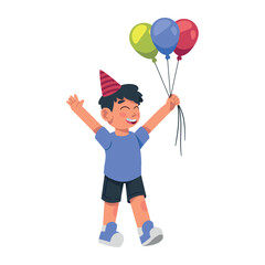 birthday boy with balloons