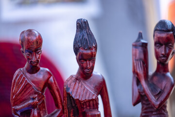 Handmade tribal people of africa souvenir idol from african artist on display at surajkund craft...