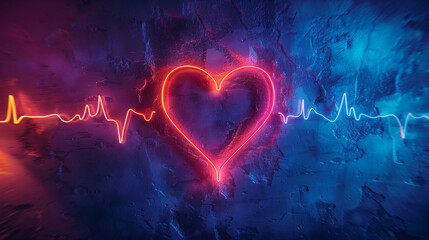 Heart shape and pulse vibration.  - obrazy, fototapety, plakaty