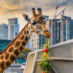 Obraz premium 도시속 기린