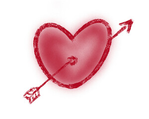 Red heart was pierced by an arrow