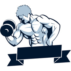 gym emblem strong man