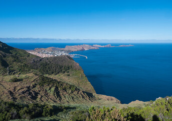 View of Ponta de Sao Lourenco and Island Ilheu da Cevada or Ilheu do Farol, the most easterly point on Madeira - seen from Pico do Facho Viewpoint, Madeira, Portugal - 778332796