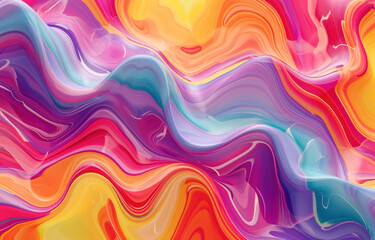 Vibrant and Dynamic Abstract Background with Colorful Wavy Lines and Swirls in Pink, Blue, Yellow, and Orange Shades
