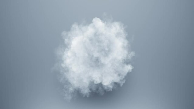 Smoke cloud element animation. Light and clean abstract background. Realistic 3d render simulation. Air ball motion texture. Seamless loop.