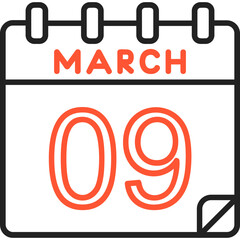 9 March Vector Icon Design