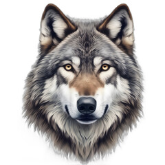 Closeup wolf isolated on transparent PNG background
