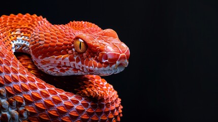Close up view of a dangerous red snake