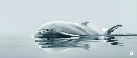 Serene Beluga Glides in Tranquil Waters. Concept Marine Life, Beluga Whales, Tranquil Waters, Nature Photography