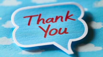Thank you message on speech bubble sign. Appreciation concept with copy space for design and social media