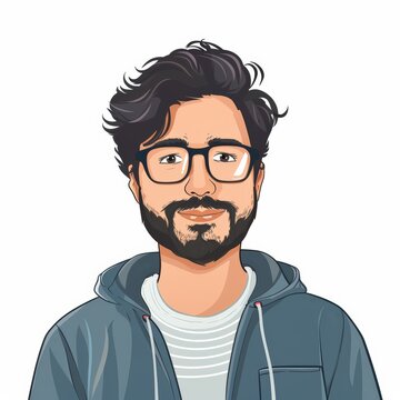 A software developer, portrait simple man, cartoon illustration