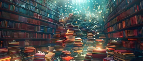Enchanted Bibliotheca: A Symphony in Pages. Concept Books, Fantasy, Libraries, Literature, Inspiration - obrazy, fototapety, plakaty