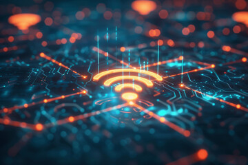 wifi icon in a digital grid