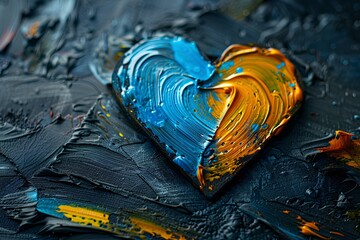 A close up of a painting of a heart